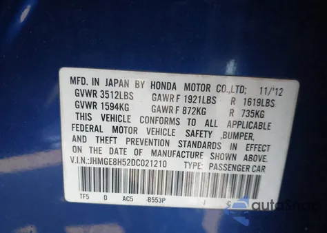 2013 Honda Fit Sport z USA, uszkodzony, nr VIN JHMGE8H52DC021210